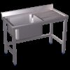 Fregadero con soporte 1C,ED 800x500x850 mm. Dimensiones cubeta 340x370x150 mm.