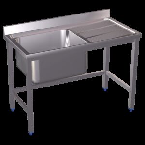 Fregadero con soporte 1C,ED 800x500x850 mm. Dimensiones cubeta 340x370x150 mm.