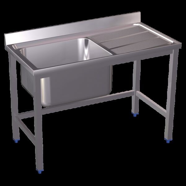 Fregadero con soporte 1C,ED 800x500x850 mm. Dimensiones cubeta 340x370x150 mm.