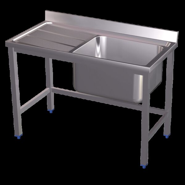 Fregadero con soporte 1C,EI 800x500x850 mm. Dimensiones cubeta 340x370x150 mm.