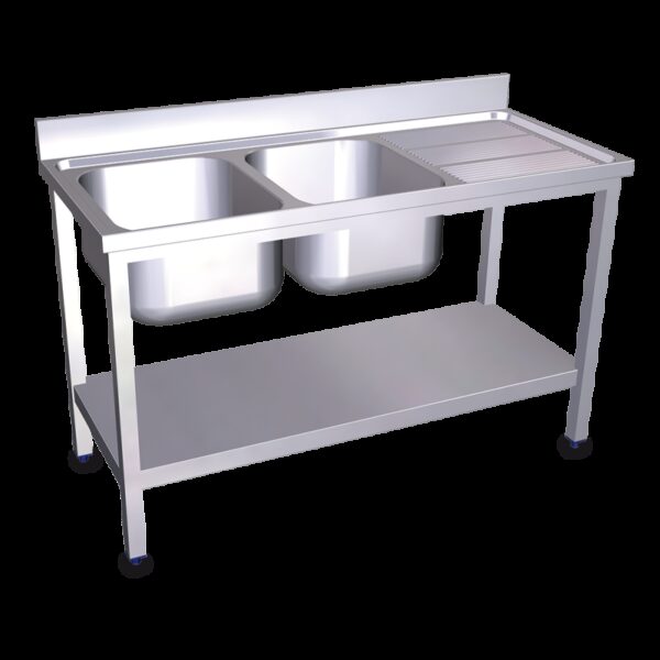 Fregadero c/soporte c/entre.2C,ED 1200x500x850 mm. Dimensiones cubeta 340x370x150 mm.