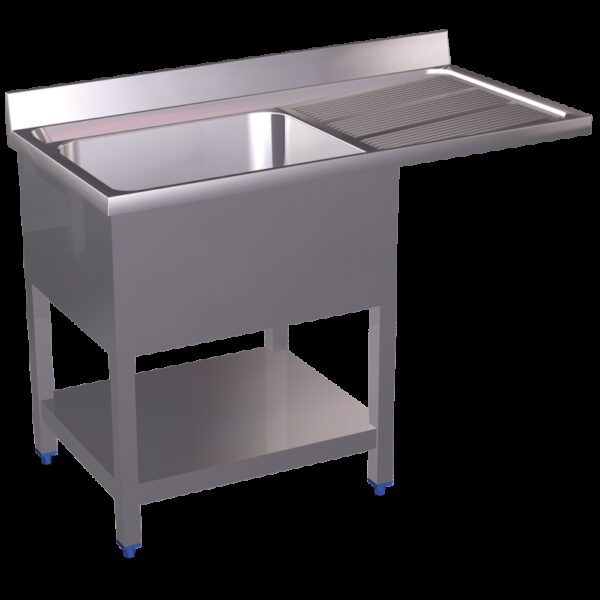 Fregadero para lavavajillas 1C,ED 1200x600x890 mm. Dimensiones cubeta 500x400x250 mm.