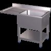 Fregadero para lavavajillas 1C,EI 1200x600x890 mm. Dimensiones cubeta 500x400x250 mm.