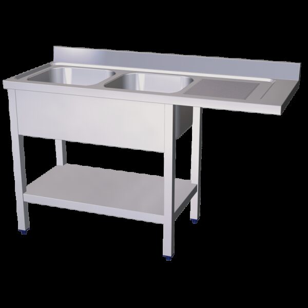 Fregadero para lavavajillas 2C,ED 1600x700x890 mm. Dimensiones cubeta 500x400x250 mm