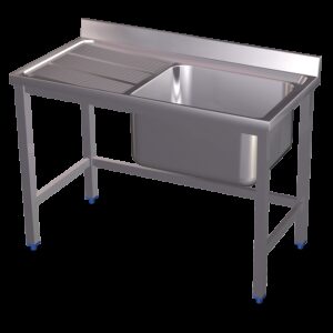 Fregadero con soporte 1C,EI 1400x600x850 mm. Dimensiones cubeta 600x500x320 mm.