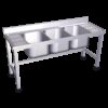 Fregadero con soporte 3C,2E 1800x700x850 mm. Dimensiones cubeta 500x400x300 mm.