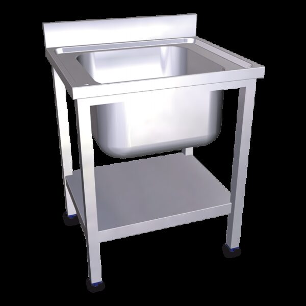 Fregadero c/soporte c/entre.1C 700x700x850 mm. Dimensiones cubeta 500x500x300 mm.