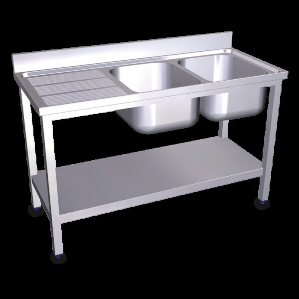 Fregadero c/soporte c/entre.2C,EI 2000x700x850 mm. Dimensiones cubeta 600x500x320 mm.