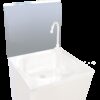Peto postizo liso para acoplar a lavamanos de 450 mm. Dimensiones: 453x400 mm.