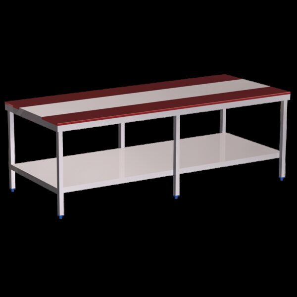 Mesa despiece fb.roja c/entrep.2500x1050x850 mm.