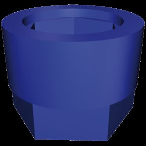 Funda silentblock azul para taco regulable de 40x40 mm.