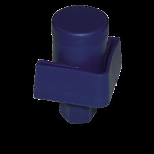 Contera de plástico azul c/regulador para soporte de estantería de 40x40x2 mm.