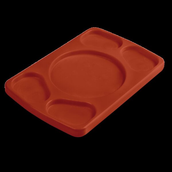 Tabla rectangular para 4 salsas fibra roja 300x200x20 mm.